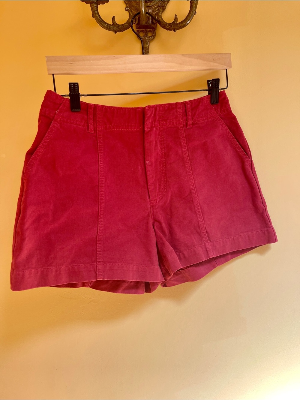 Women's High-Rise Casual Shorts in Deep Red